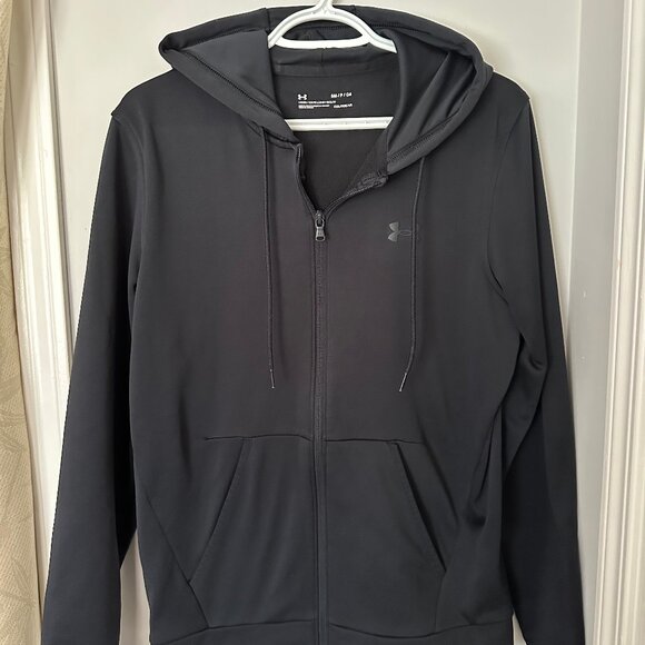 Under Armour โข Fleece Full Zip Hooded Jacket โข Small โข Black โข Coldgear - Picture 10 of 14